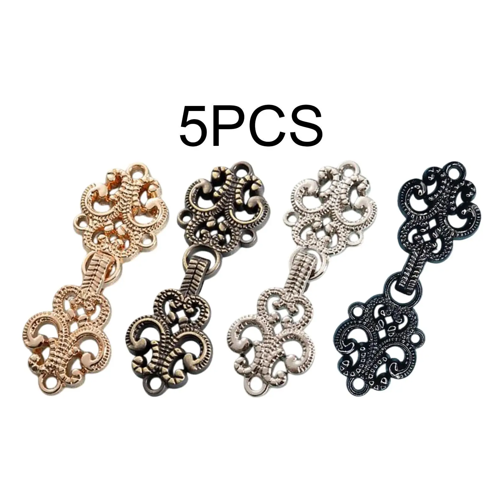 5Pcs Cloak Clasp Fasteners Traditional Fashion Decorative Buckle Clasp Closure Buttons for Costumes Scarf Pants Coat Outfit