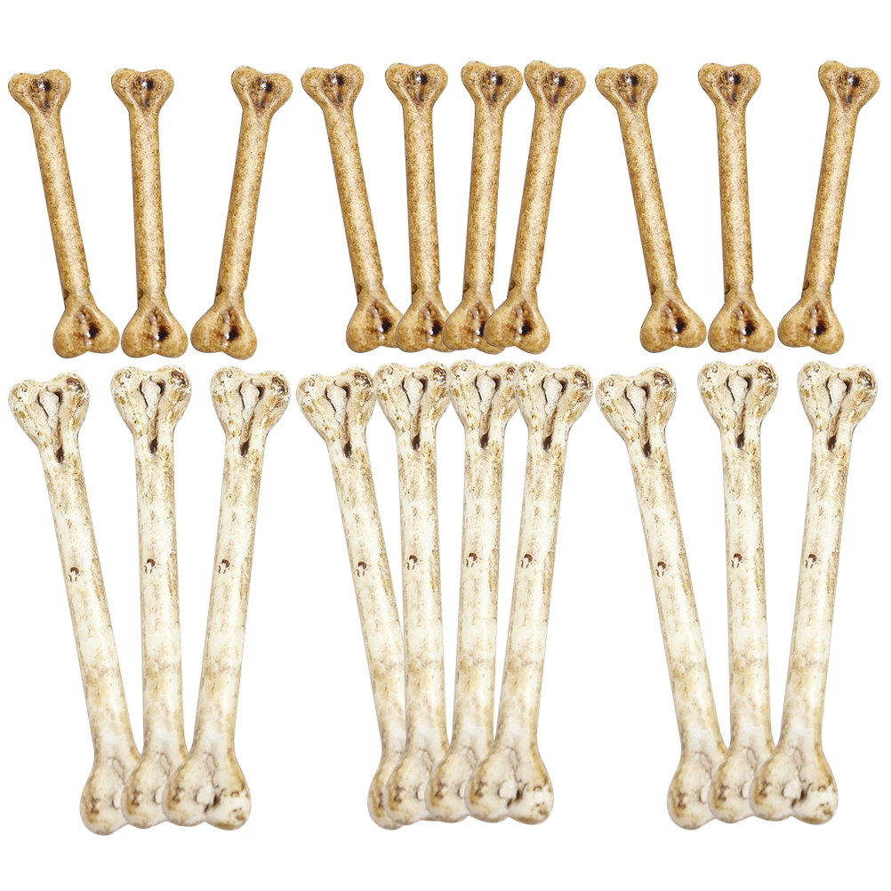 20 Pcs Simulated Bone Decorations Fake Small Bones with Holes DIY Halloween Charm Props Plastic Ornaments Craft Pet