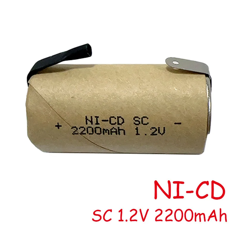 بطاريات SC جديدة 2-18 قطعة مفك كهربائي 1.2 فولت 2200 مللي أمبير في الساعة SubC Ni-Cd بطارية قابلة للشحن