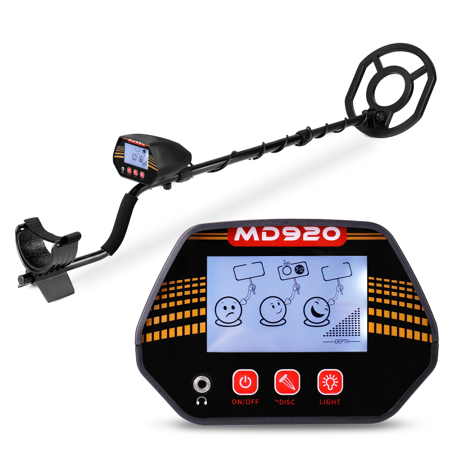 MD920 Underground Metal Detector Waterproof Treasure Hunter with 3.5mm Earphone Jack Gold Digger