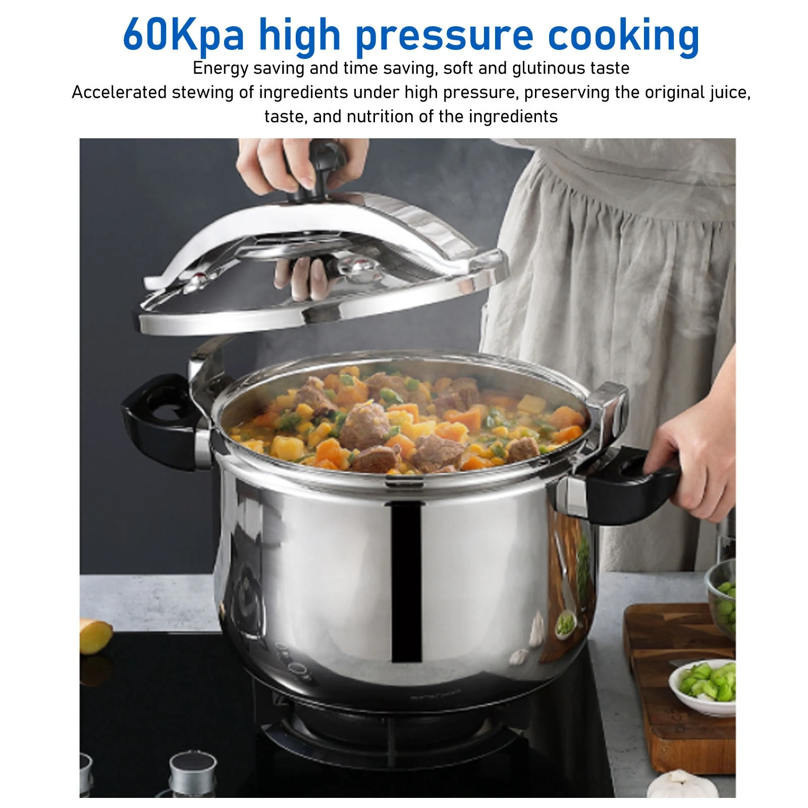 

Household Stainless Steel Pressure Cooker Canner Explosion Proof Double Bottom Pressure Cooker for Gas Stoves Induction Stoves