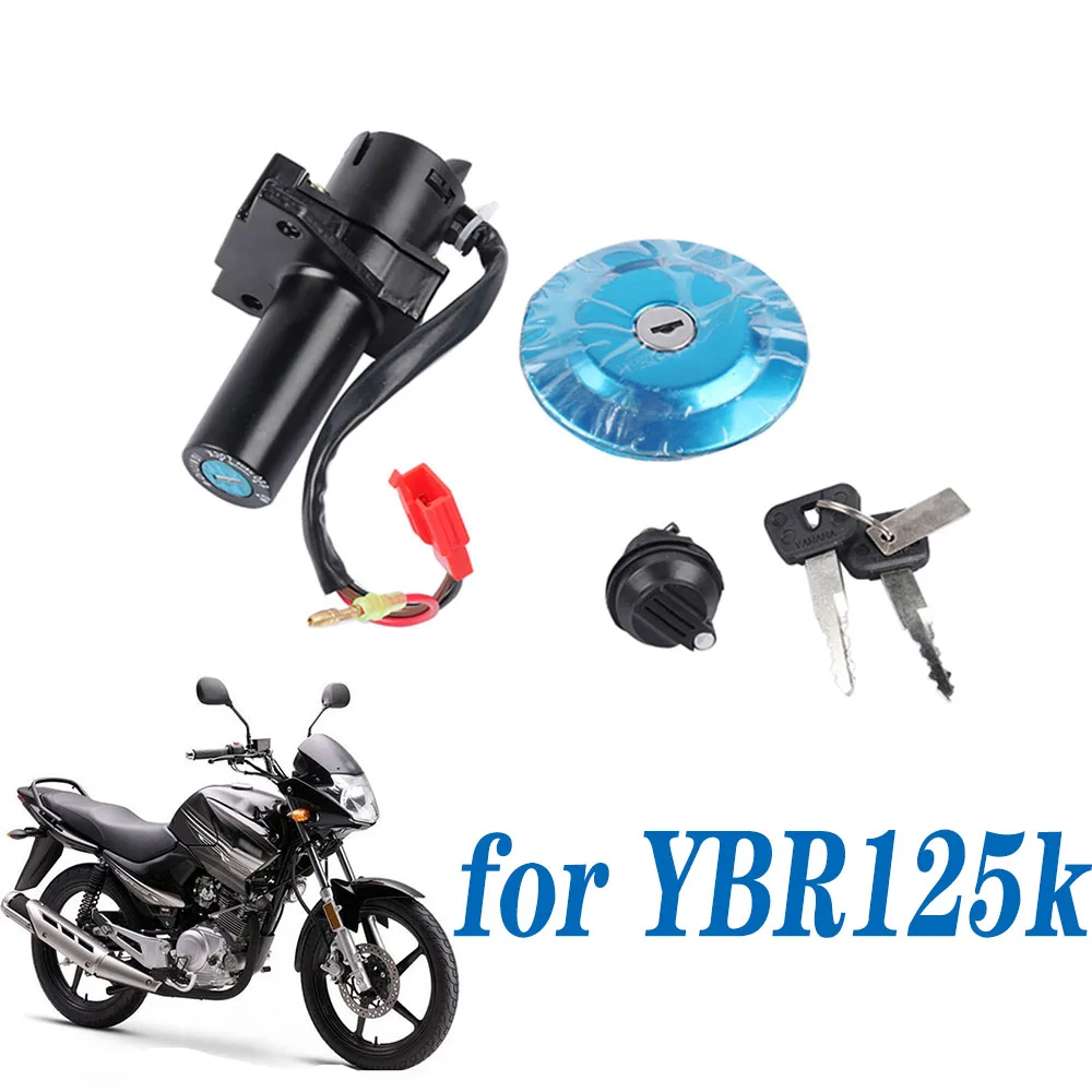 Motorcycle Ignition Switch Fuel Gas Tank Cap Cover Side Panel Lock Fuel Gas Cap with Key for Yamaha YBR 125K YBR 125 K YBR125 K