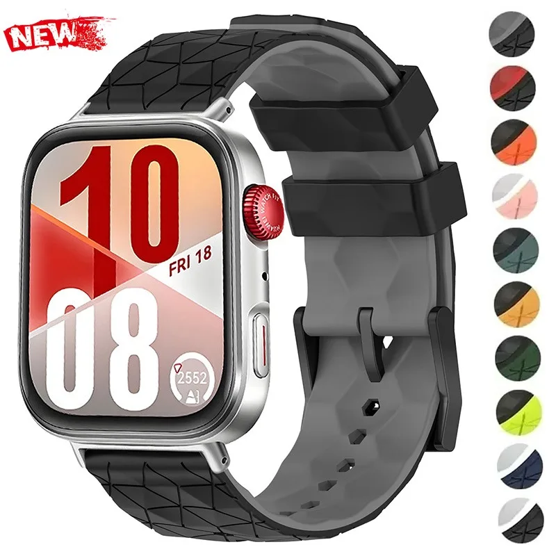 Silikonarmband für Huawei Watch Fit 4/Fit 3/Fit 4 Pro Fußballmuster Armband für Huawei Watch Fit2/Fit1 Ersatzgürtel