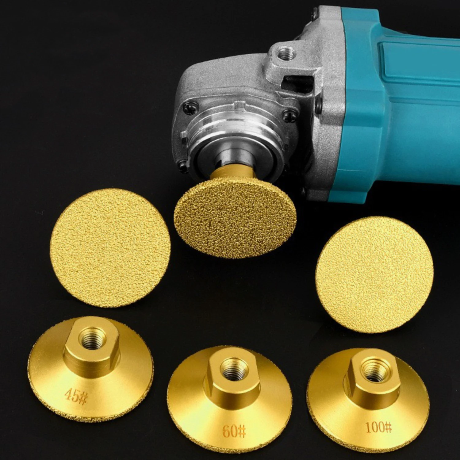 45/60/100# Brazed Flat Grinding Head Abrasive Polishing Stone Marble Quartz Granite Cobblestone Grind Sharp Efficient
