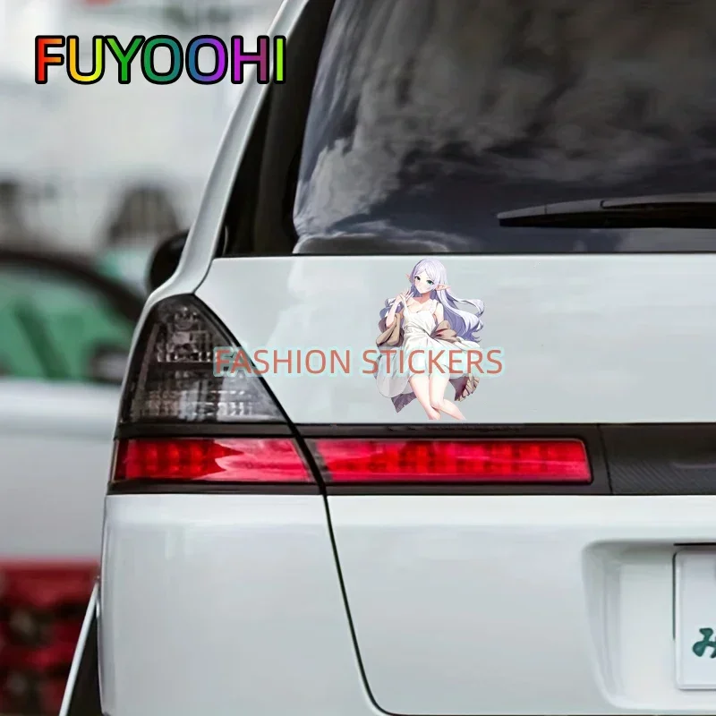 FUYOOHI Play Stickers Frieren Anime Girl ملصق سيارة شخصية لوح التزلج واقية من الشمس الزجاج الأمامي ملصق الديكور #3