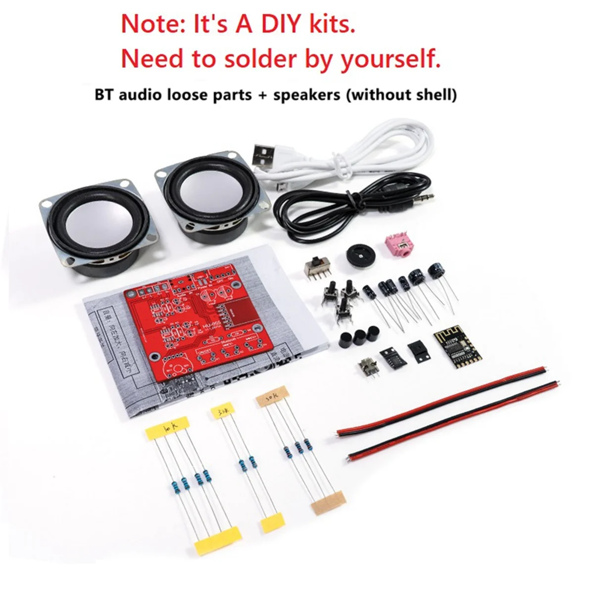 Y45A-DIY Kit Speaker Bluetooth USB Mini Home Stereo Sound Amplifier Kit Elektronik DIY untuk Latihan Penyolderan Tanpa Cangkang