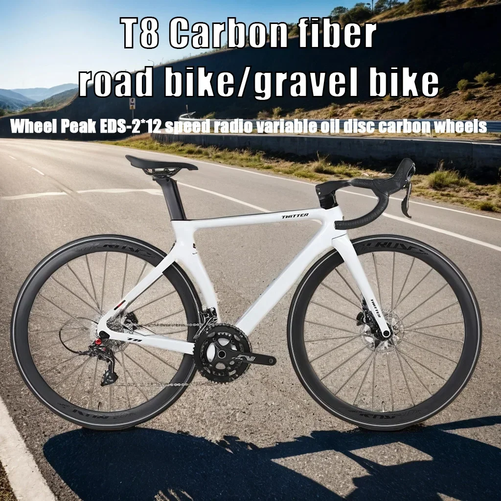

T8 Carbon Fiber Road Bike All-oil Disc Brakes Gravel Bike Aldult Racing Ultra-light City Bicycle 22 Speed Road Racing Bicicleta
