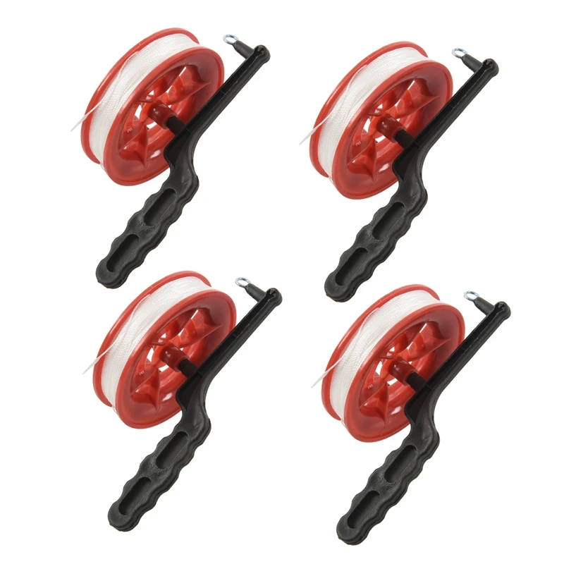 4Pcs 100M Twisted String Line Red Wheel Kite Reel Winder