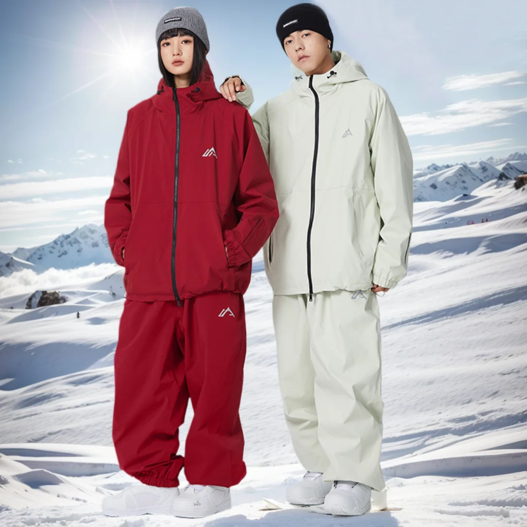 Chándal de Snowboard para adulto, ropa de esquí, impermeable, Sudadera con capucha, pantalones para pareja, a prueba de viento, holgado, nuevo, invierno, 2025