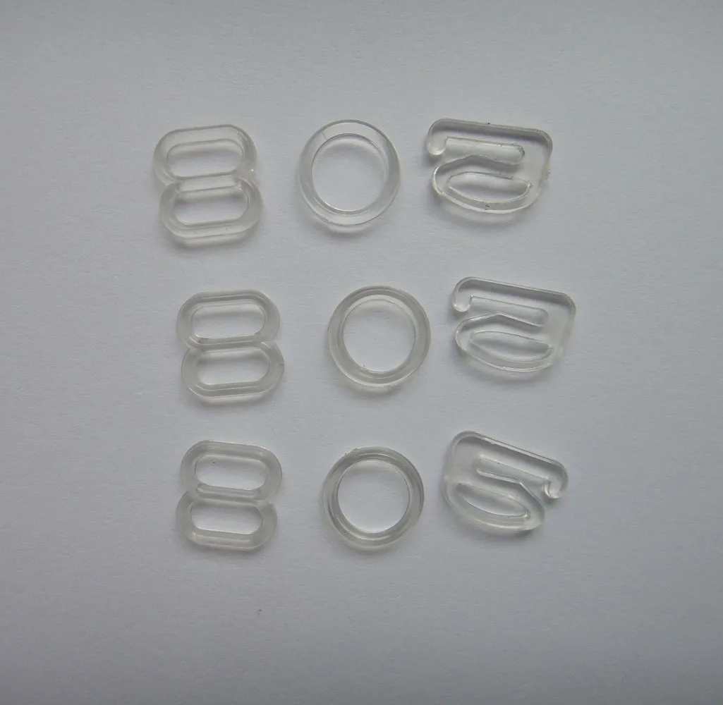 100pcs/bag Plastic Lingerie Underwear Bra Strap Adjustment O Rings 8 Slide 9 Hooks ，Inner Diameter 6/8/10/12/15/18/20/25mm