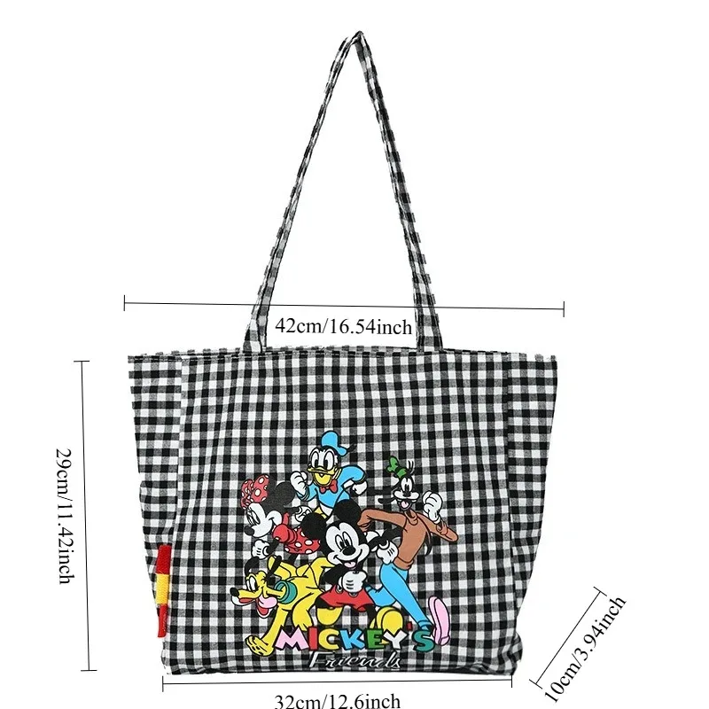Tas Bahu Kanvas Kapasitas Besar Disney Wanita dengan Cetakan Kartun Mickey Mouse Baru untuk Penggunaan Sehari-hari, Perjalanan, Kerja, Belanja