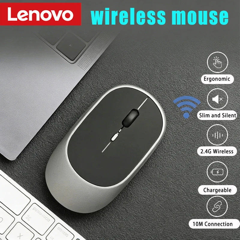 Lenovo Wireless Mouse USB Rechargeable Ergonomic Adjustable DPI Office Silent 2.4G Bluetooth Optical Electric Mouses Game Office