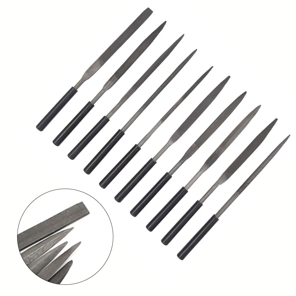 10 Piece Needle File Set Industrial Tweezers Glass Shaping Diamond Carving Art Craft Use Comfortable Grip Fine Detail Work