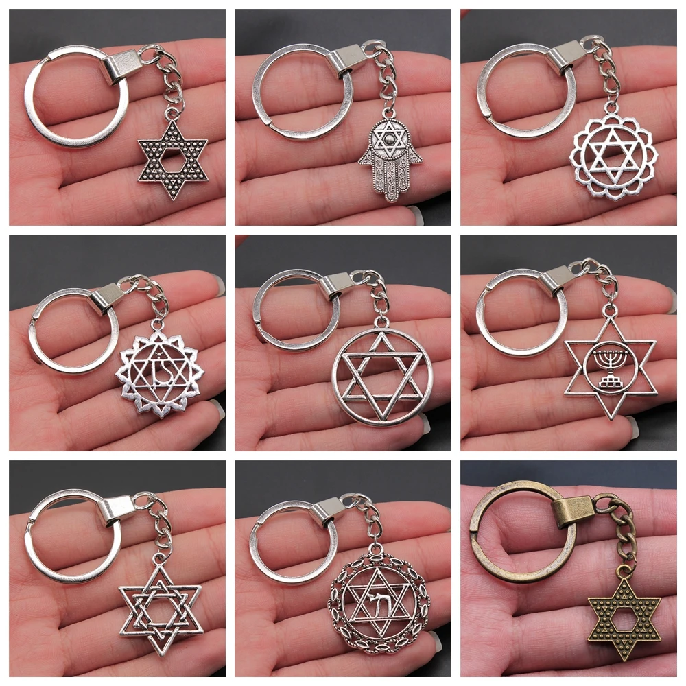 Men Jewelry Key Chain Party Souvenir Gift Keychains Star Of David Key Rings Dropshipping Jewelry