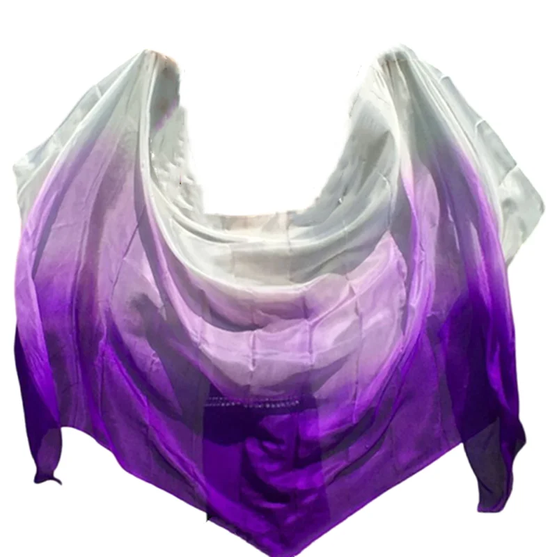 Hand Dyed Silk Veil  For Belly Dancers Gradient Color 250*114cm Bellydance Accessories Shawl Veil Scarf Professional Props Adult