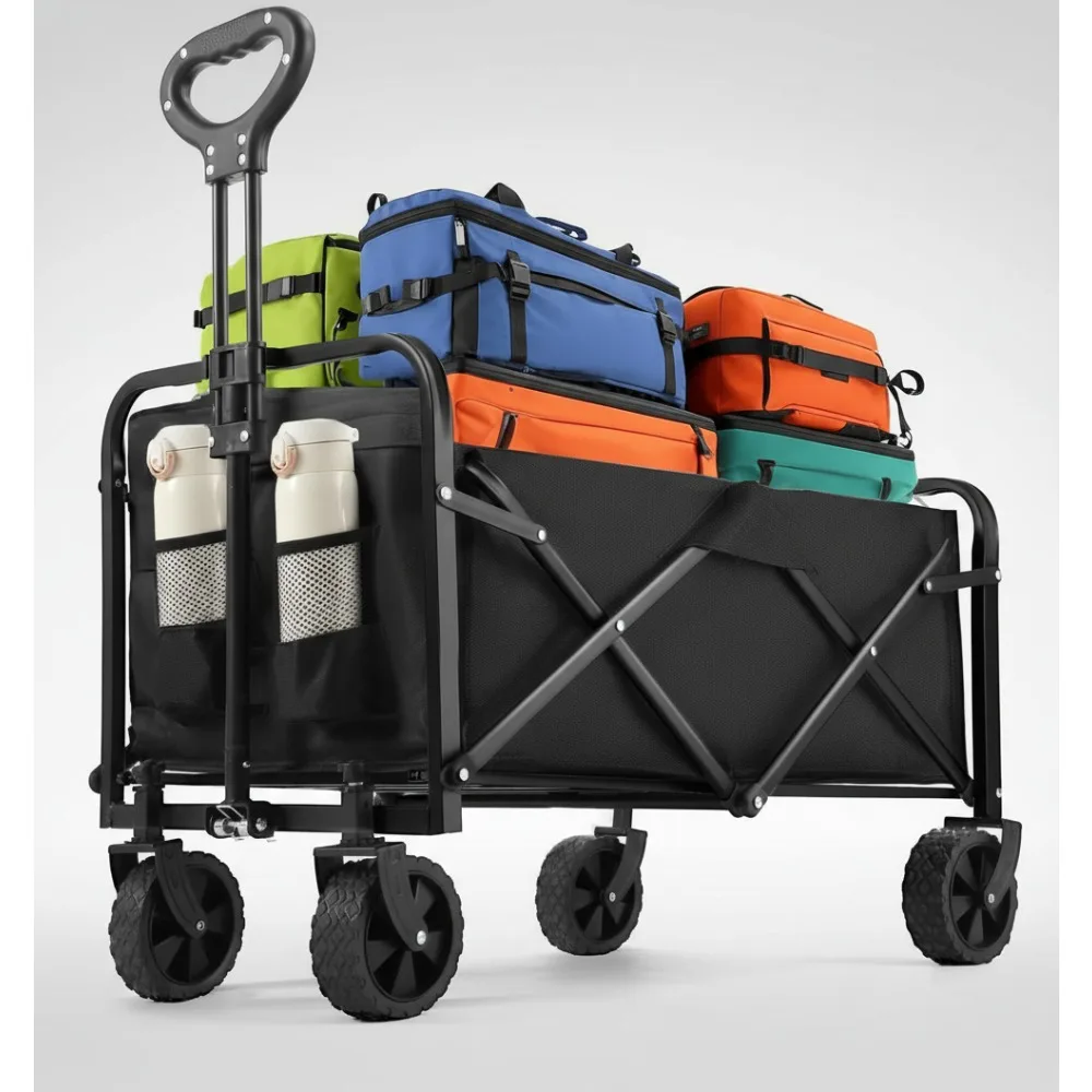 

Heavy Duty Collapsible Wagon Cart 220lbs Foldable Portable All-Terrain Wheels for Beach Camping Shopping