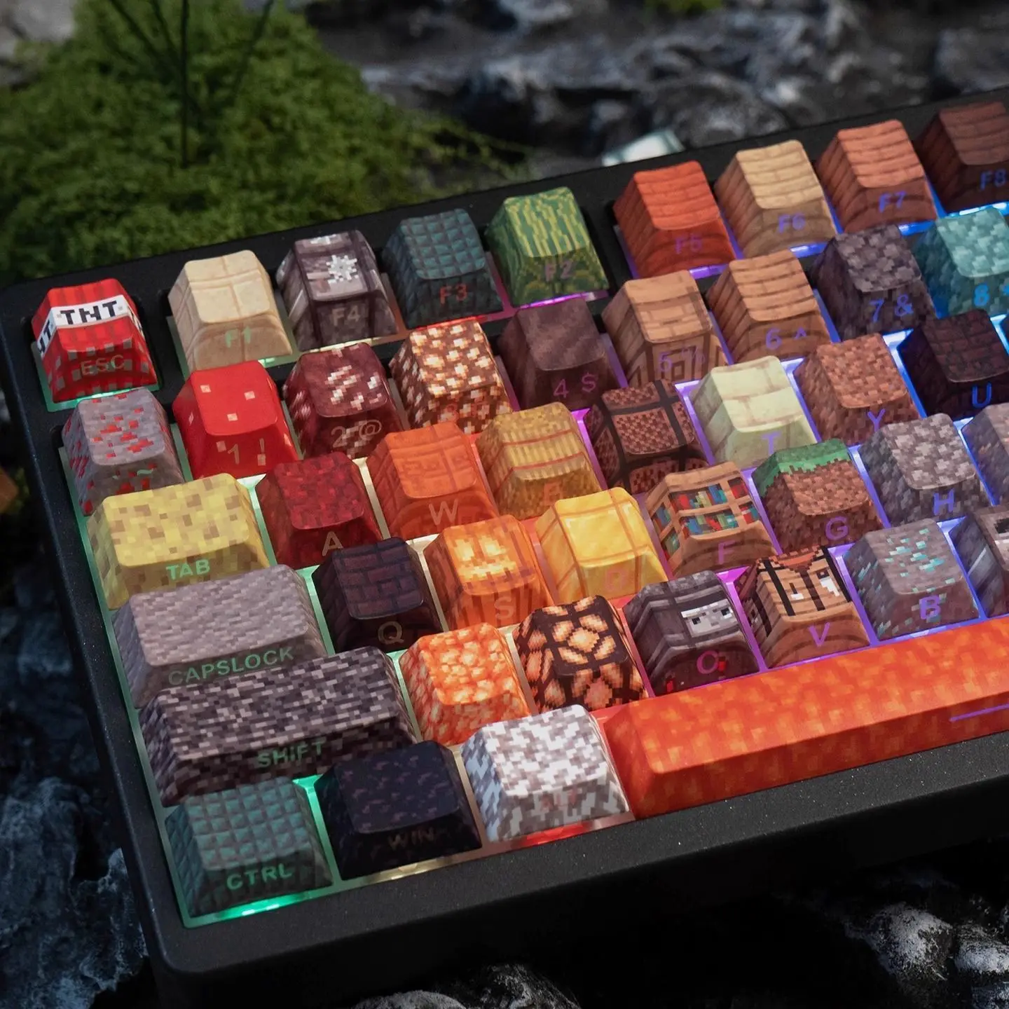 128 Keys Pixel Style Keycap Side Print Keycaps Game Key Cap PBT Cherry Profile for Cherry 61 63 64 68 87 104 Mechanical Keyboard