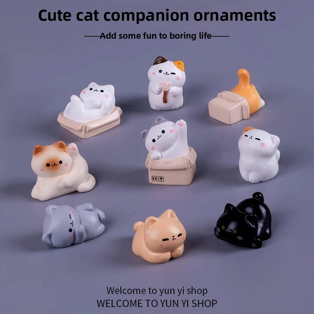 Mini Ornamento de Gato Kawaii, Estátua de Gatinho para Jardim, Presente para Crianças, Decoração de Quarto de Bebê, Brinquedo, Figuras em Miniatura, Decoração para Casa