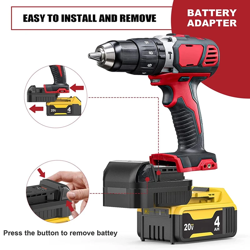 DW18ML Battery Adapter For Dewalt 18V/20V Max Li-ion Battery Adapter Convert To for Milwaukee 18V Power Tool Use