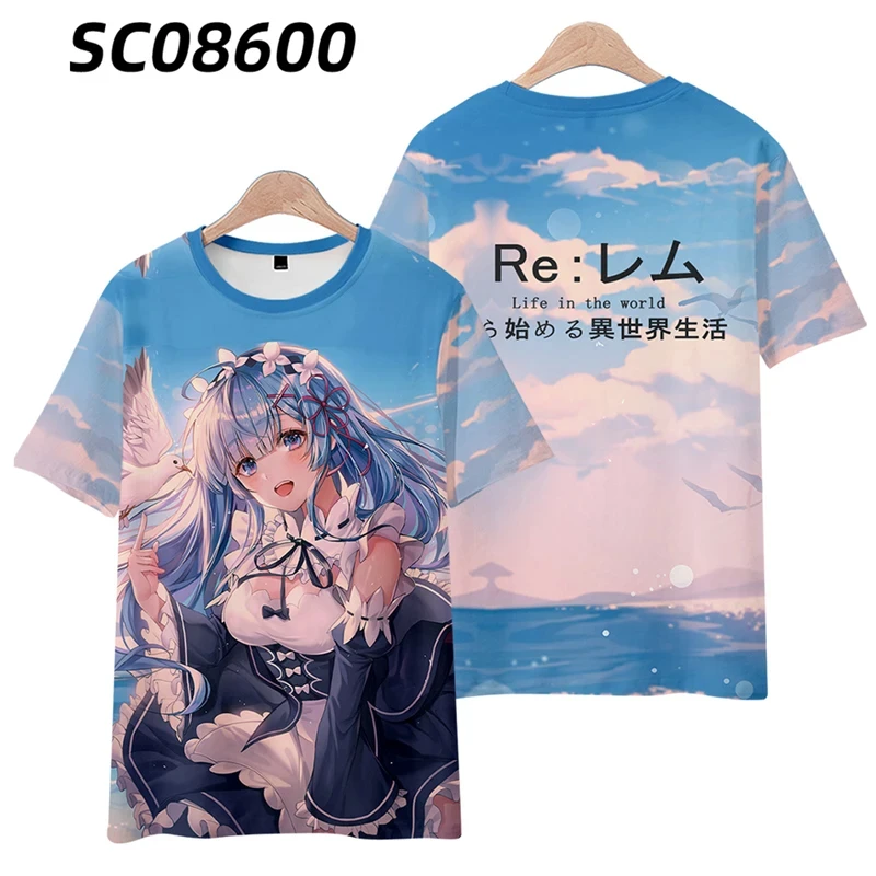 

Re:Life in a Different World From Zero T-Shirts, Rem & Ram Short Sleeve Anime Shirts for Men and Women