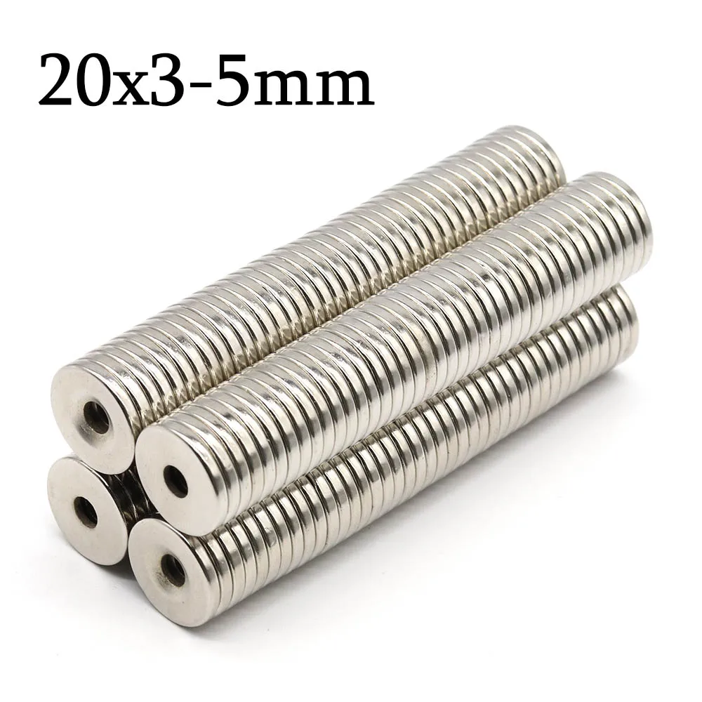 

20x3-5mm Super Strong Round Neodymium Magnet Powerful with holes Magnets N35 small Permanent Magnetic NdfeB Refrigerator Magnet