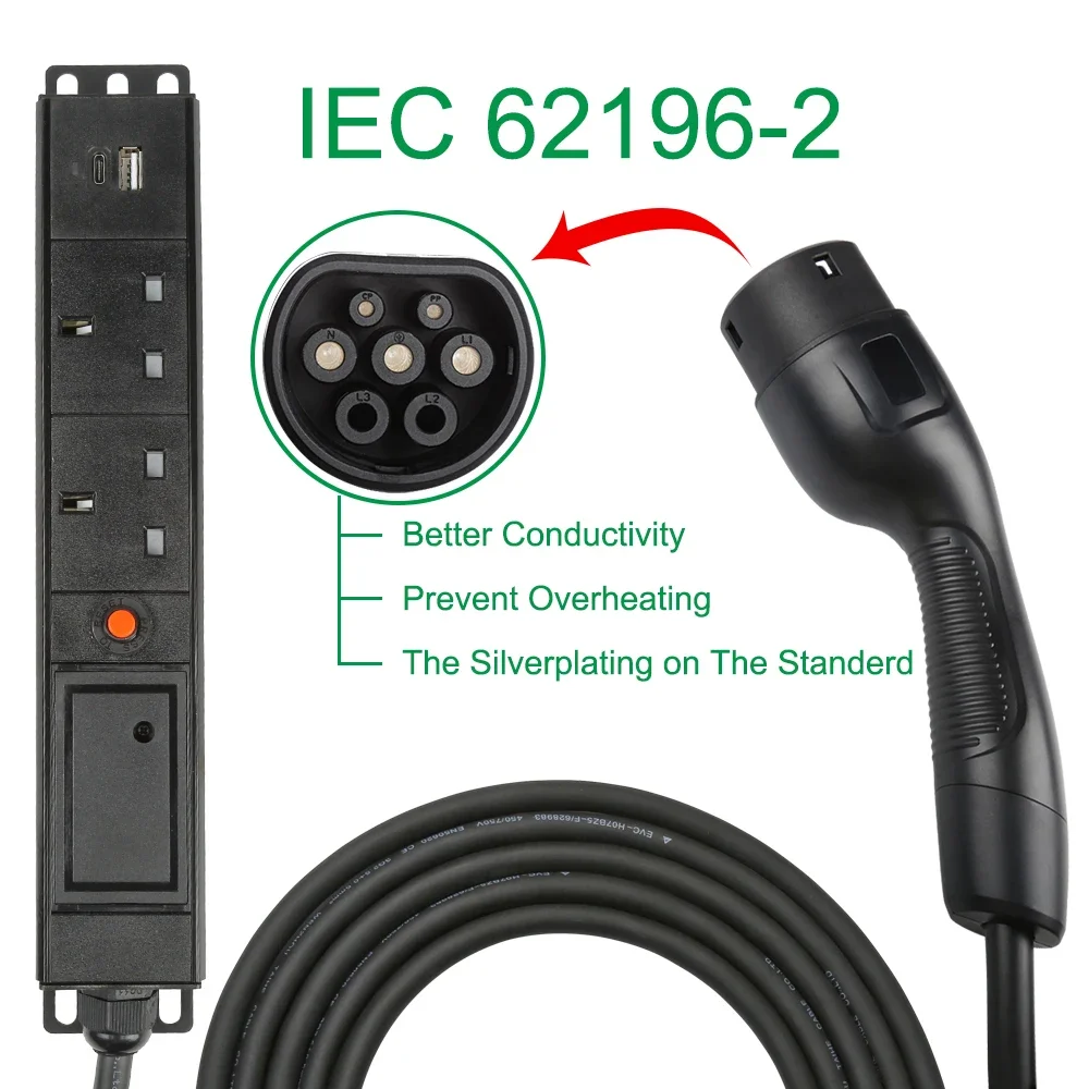 Peocke Electric Car Side Discharge UK Socket Type2Charger Cable Outdoor Power Supply Station Need Car Support V2L for kia for mg