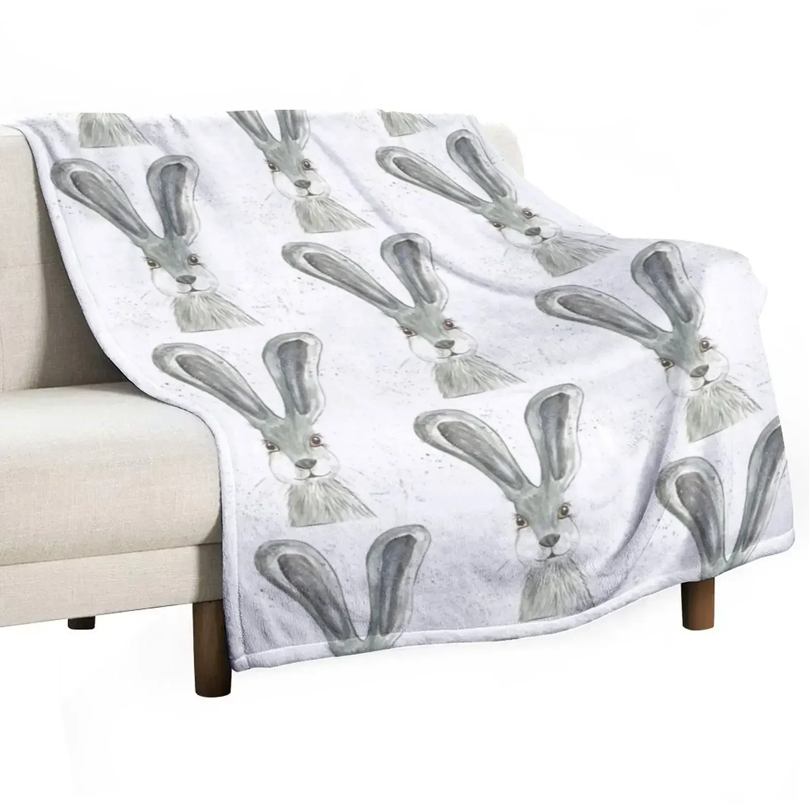 Grey hare watercolour painting Throw Blanket Moving bed plaid Sofa Quilt Giant Sofa Fashion Sofas Stuffeds Blankets