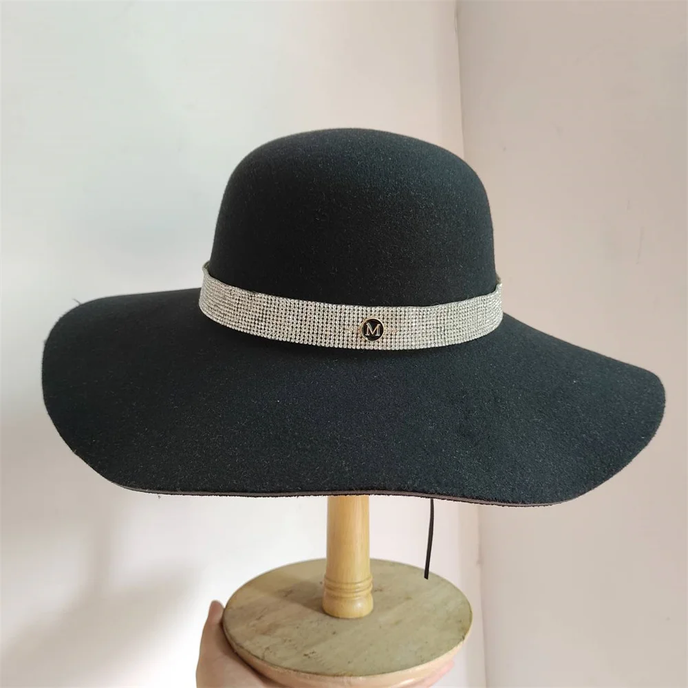 French Vintage Women\'s Big Brim Colorful Felt Hat Unisex Fedora Fashion Dome Bucket Hat Church Wedding Hat Wholesale