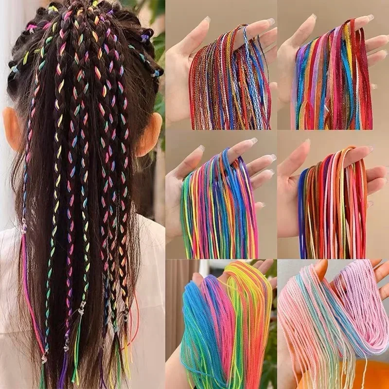 

10pcs/bag Girls Colorful 80CM Hair Braids Rope Strands African Braids Girls DIY Ponytail Braids Women Styling Hair Accessories
