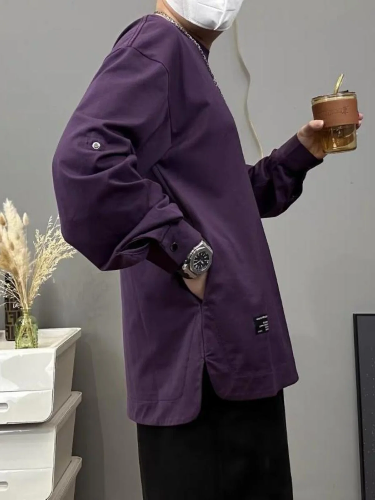 

Свитшот свободного кроя больших размеров, однотонный, в американском стиле, удобный, модный, с защитой от солнца, до 300 фунтов.