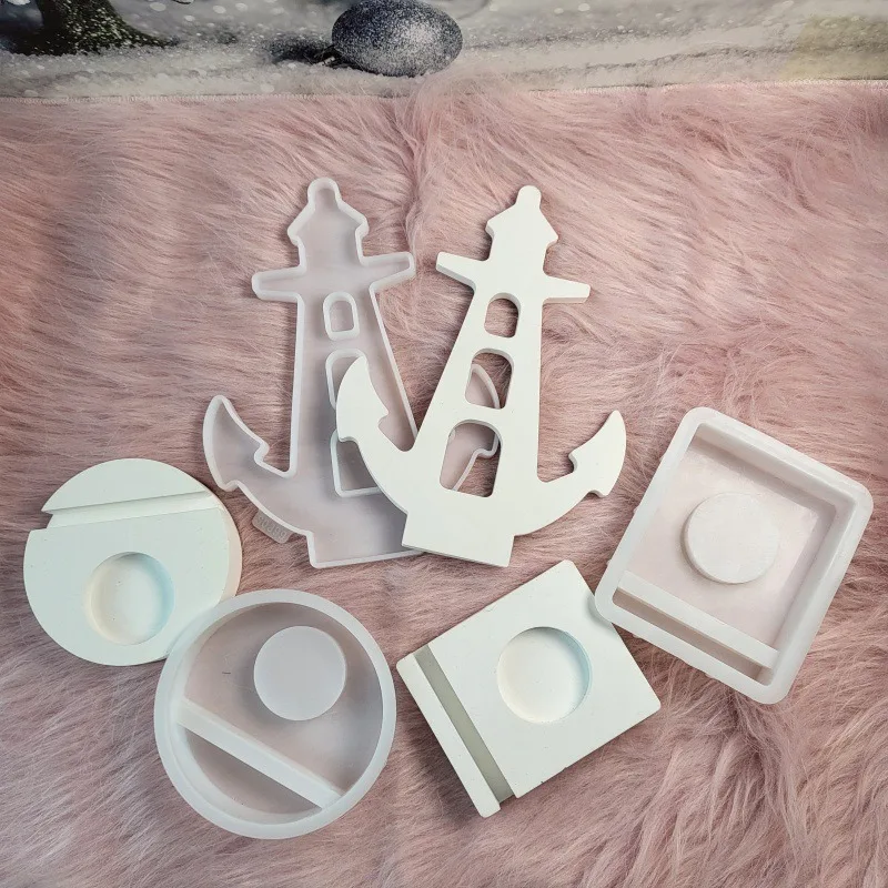 DIY 등대 보트 앵커 캔들 거치대 삽입 실리콘 몰드 석고 데스크탑 장식, 에폭시 송진 몰드 홈 공예