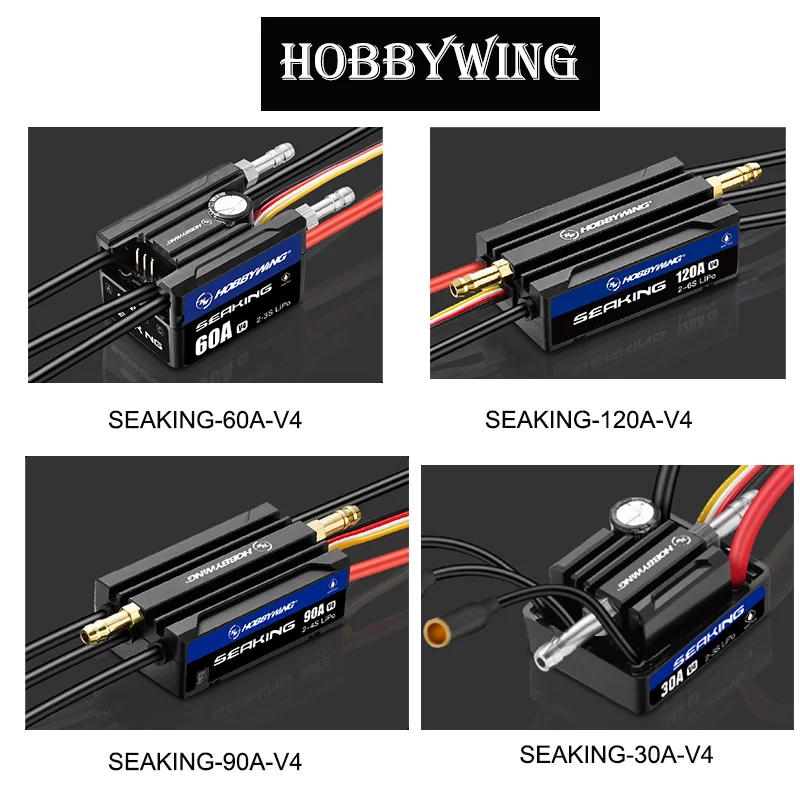 

Hobbywing новый SEAKING-30A/60A/90A/120A-V4 бесщеточный ESC электронный регулятор скорости 3-6S Lipo встроенный BEC для радиоуправляемого самолета