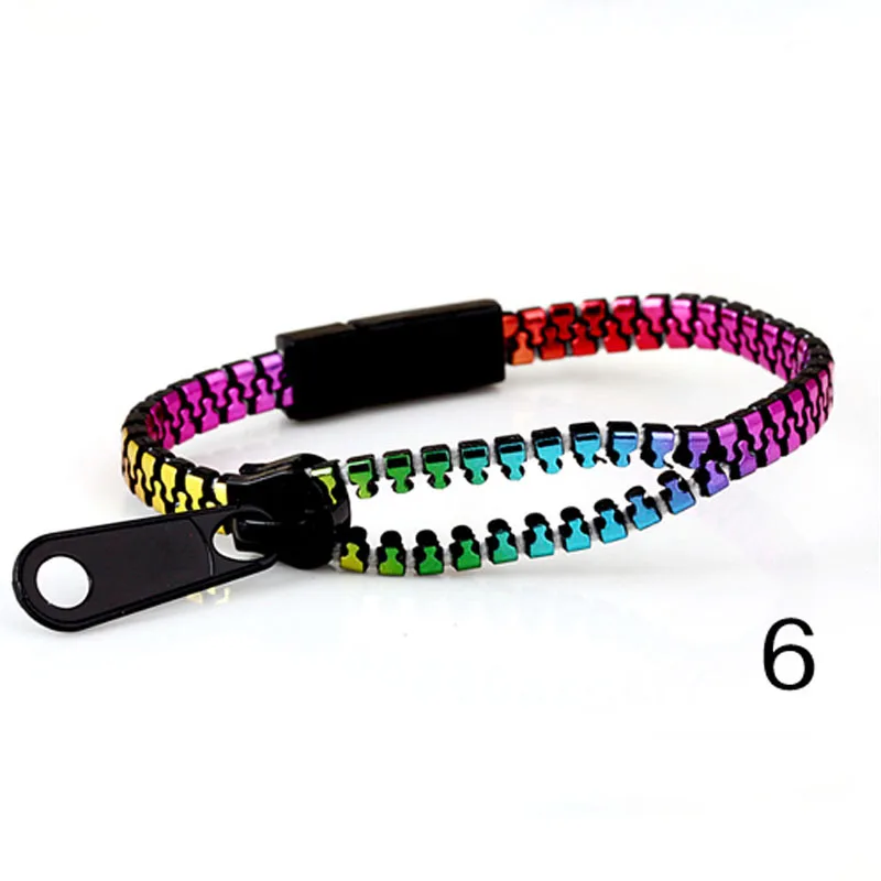 New Zip Bracelet Wristband Candy Bracelet Popular Zipper Bangle Bracelet Double Colors Fluorescent Color Style 3pcs