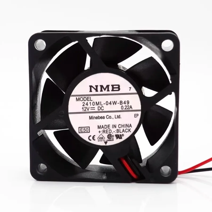 A for NMB 2410ML-04W-B49 6025 DC12V 0.22A 6CM 2-Wire Dual Ball Cooling Fan