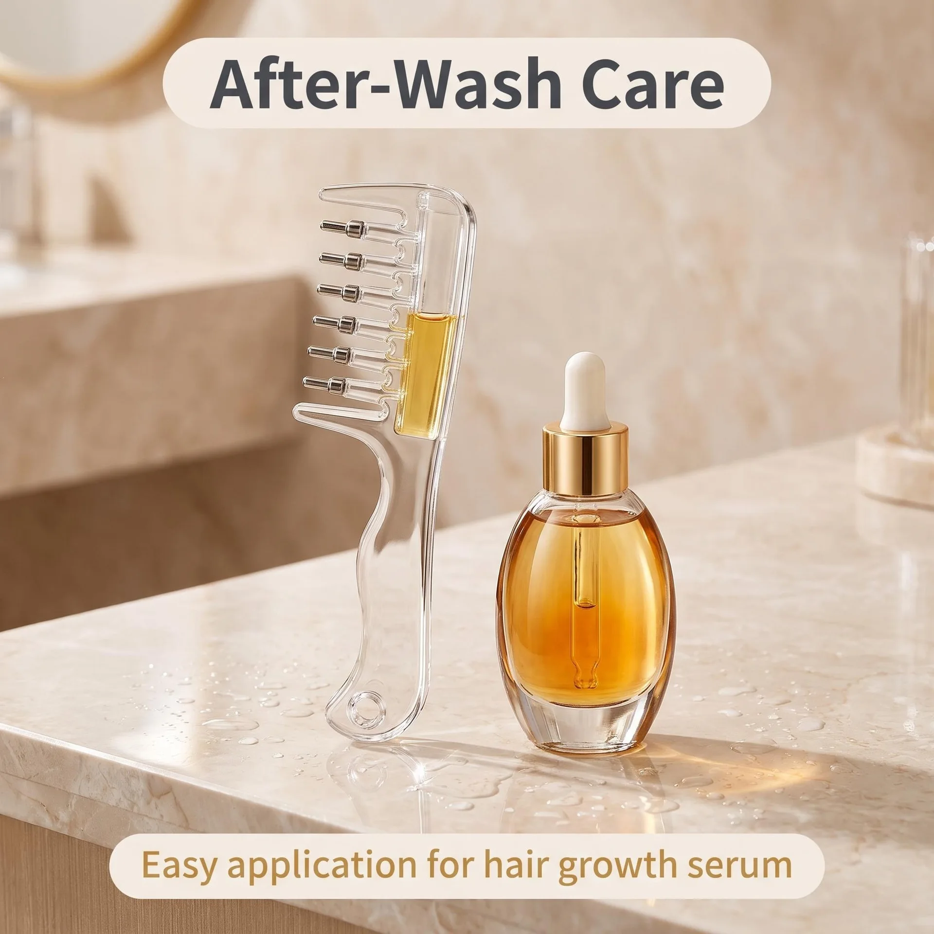 Scalp Medicine Comb with Elastic Roller Ball for Liquid Delivery, Home Use Hair Growth and Anti-hair Loss Massage Comb