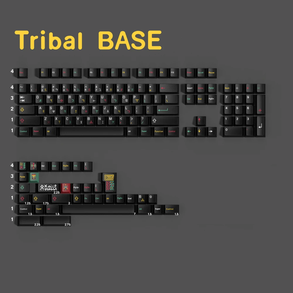 PBT GMK Tribal Keycaps Cherry Profile Dye Sublimation GMK Clone Keycap For MX Mechanical Keyboard Split Spacebar 2.25u 2.75u ISO