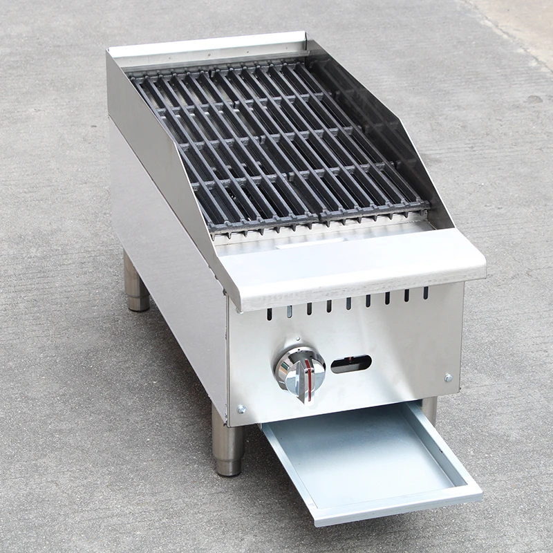 Commercial Gas Charbroiler 35,000 BTU Countertop Stainless Steel Grill Radiant Burners High Efficiency Noise Reduction