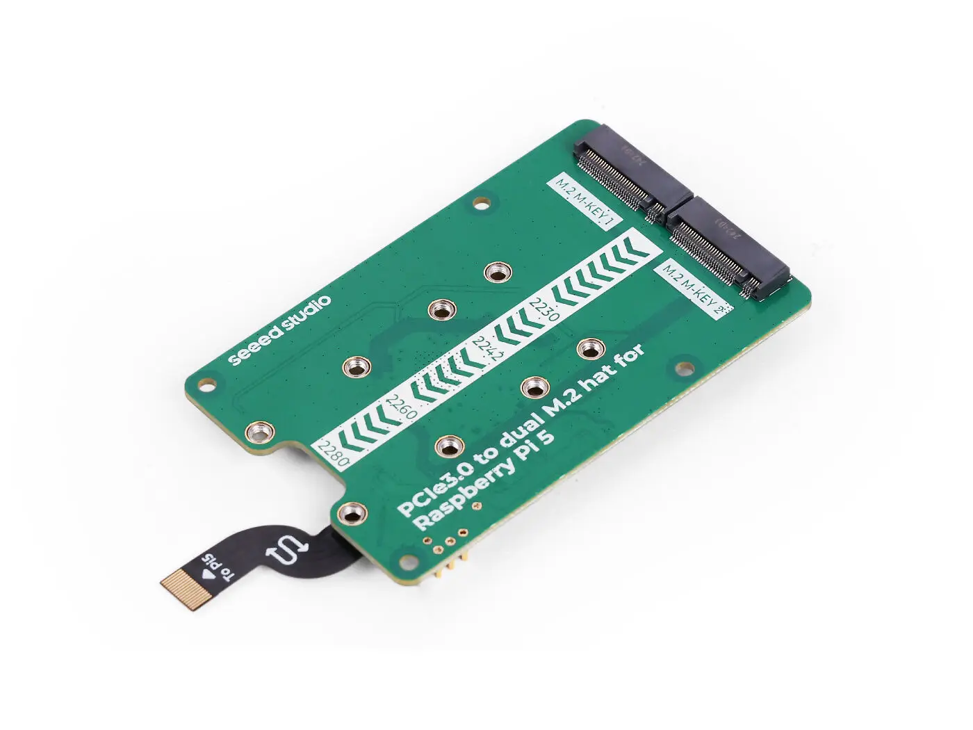 103110065 PCIe3.0 Switch to Dual M.2 Hat for Raspberry Pi 5 Support NVMe SSD Support Hailo8/8L Modules view 2