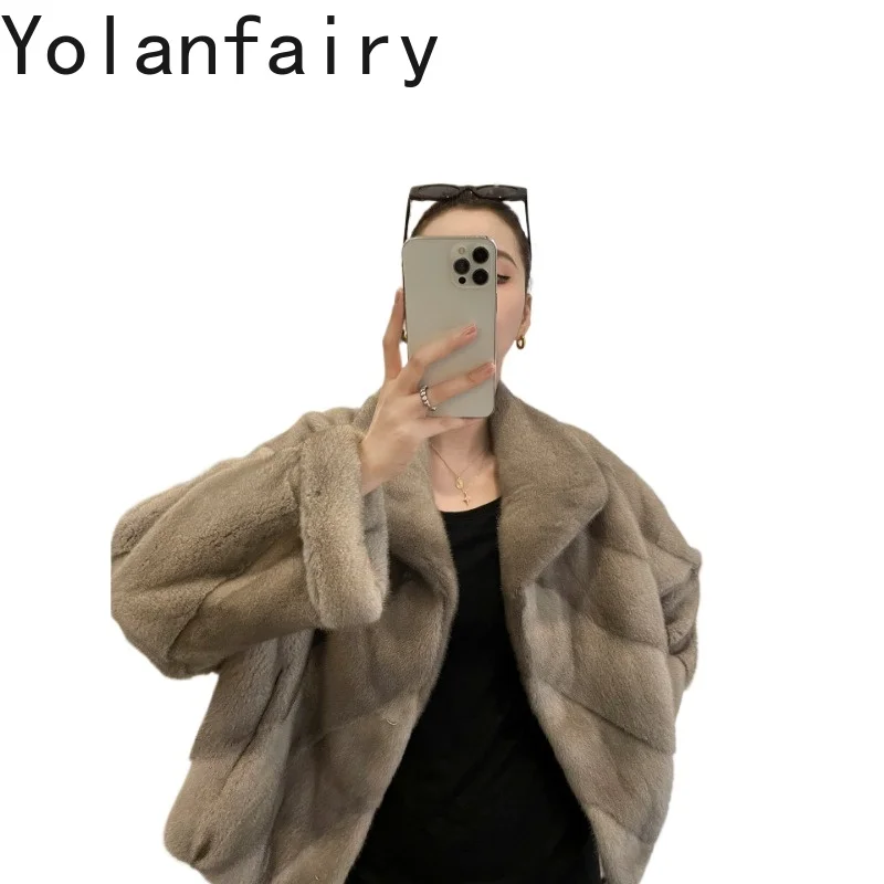 YOLANFAIRY Full Pelt Mink Fur Coat Woman Real Luxury Velvet Whole Mink Natural Fur Jacket Winter Clothes Women Buena Calidad
