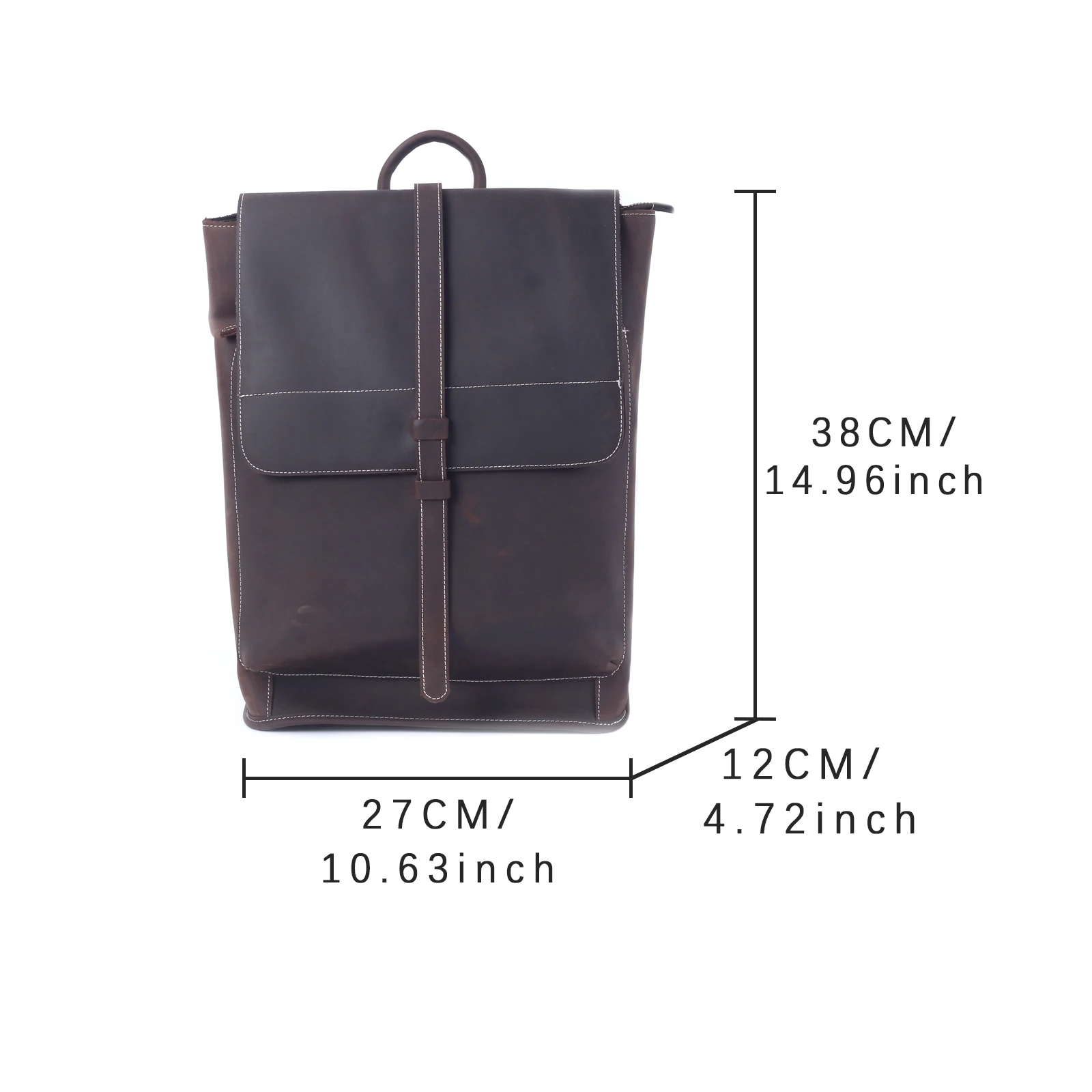 Vintage Echtleder Herrenrucksack Handgefertigte Top-Grain-Leder Laptop-Umhängetasche Crazy Horse Tasche Mode für Männer – Detail 3