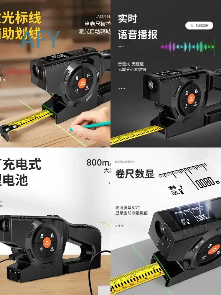 for Architectural Woodworking Digital Display Laser Rangefinder Laser Tape Measure 3 in 1 Electronic Measuring Ruler Charging