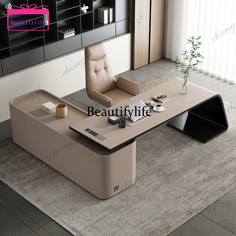 

Classic Unique Designer Office Desk Nordic Style Luxury Modern Computer Desks Wooden Storage Mesa Escritorio Work Station Table