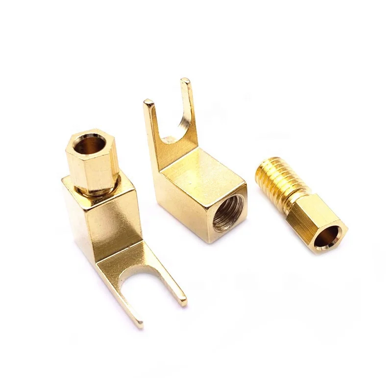10PCS 4mm Vergulde Messing Y Type Luidsprekerkabel Connector Banaan Naar Spade Adapter Plug Met Banaan socket Hoge Kwaliteit Connecto