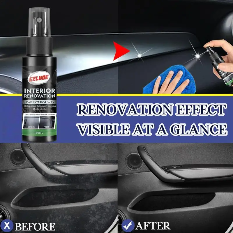 Car Interior Repair Spray Auto Interior PP Leather Polish Maintenance Cleaner Multi-purpose Restores And Renews Faded For Rubber