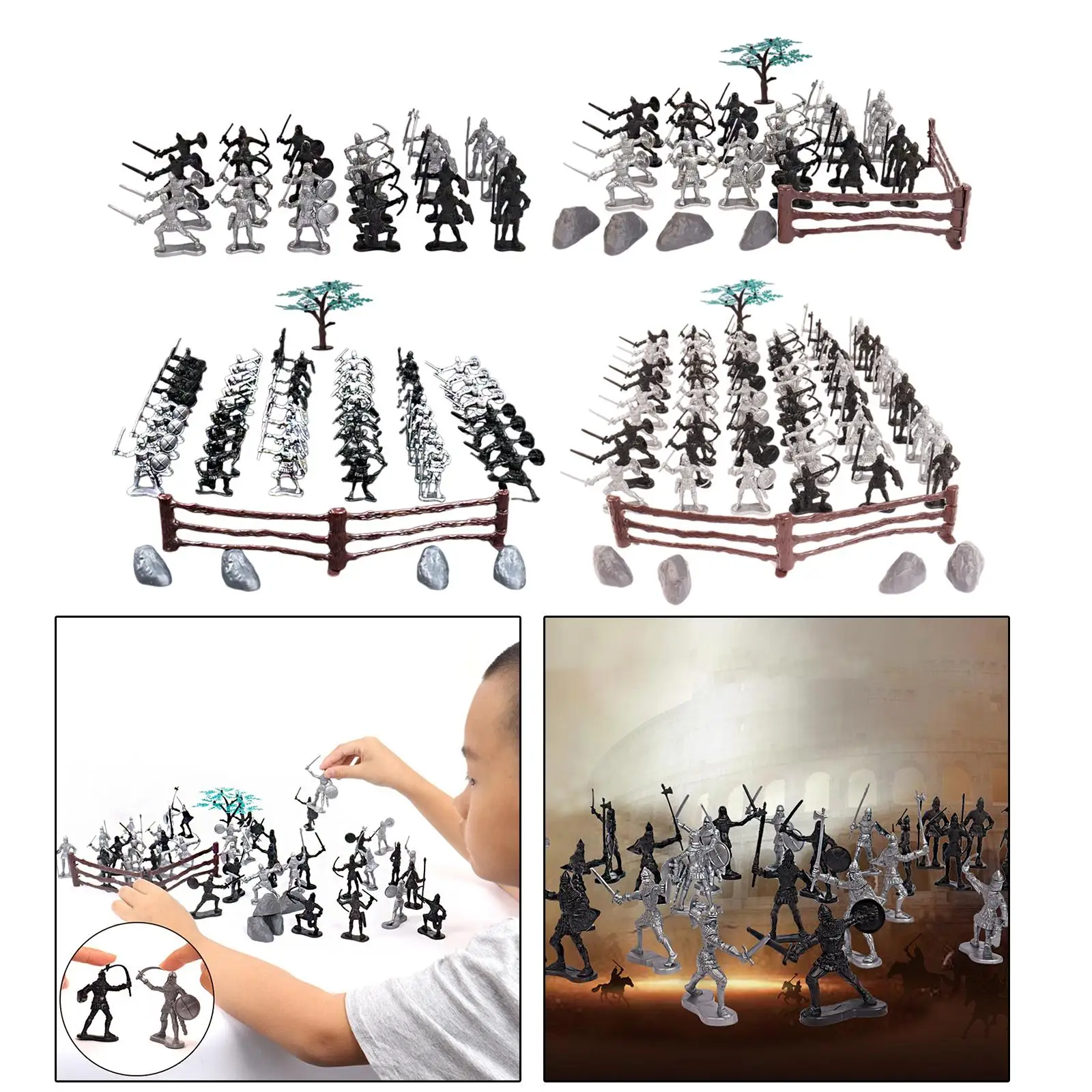 Plastic Medieval Knight Soldier Toys, Men Figure, Archaic Battle Scene man