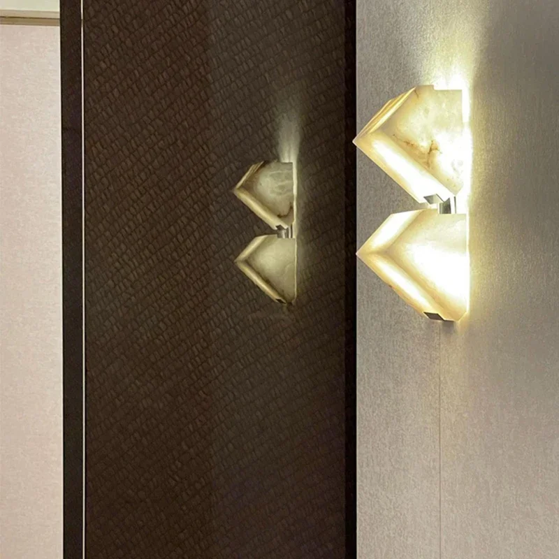 Nordic Natural Marble Wall Lamp Cloud Stone LED Wall light Living Room Bedroom Background Wall Bedside Marble Decorative Lamp