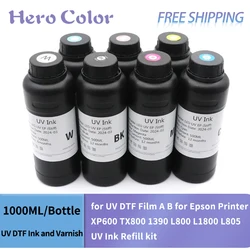 1000ML/Bottle UV DTF Ink and Varnish for UV DTF Film A B for Epson Printer XP600 TX800 1390 L800 L1800 L805 UV Ink Refill kit