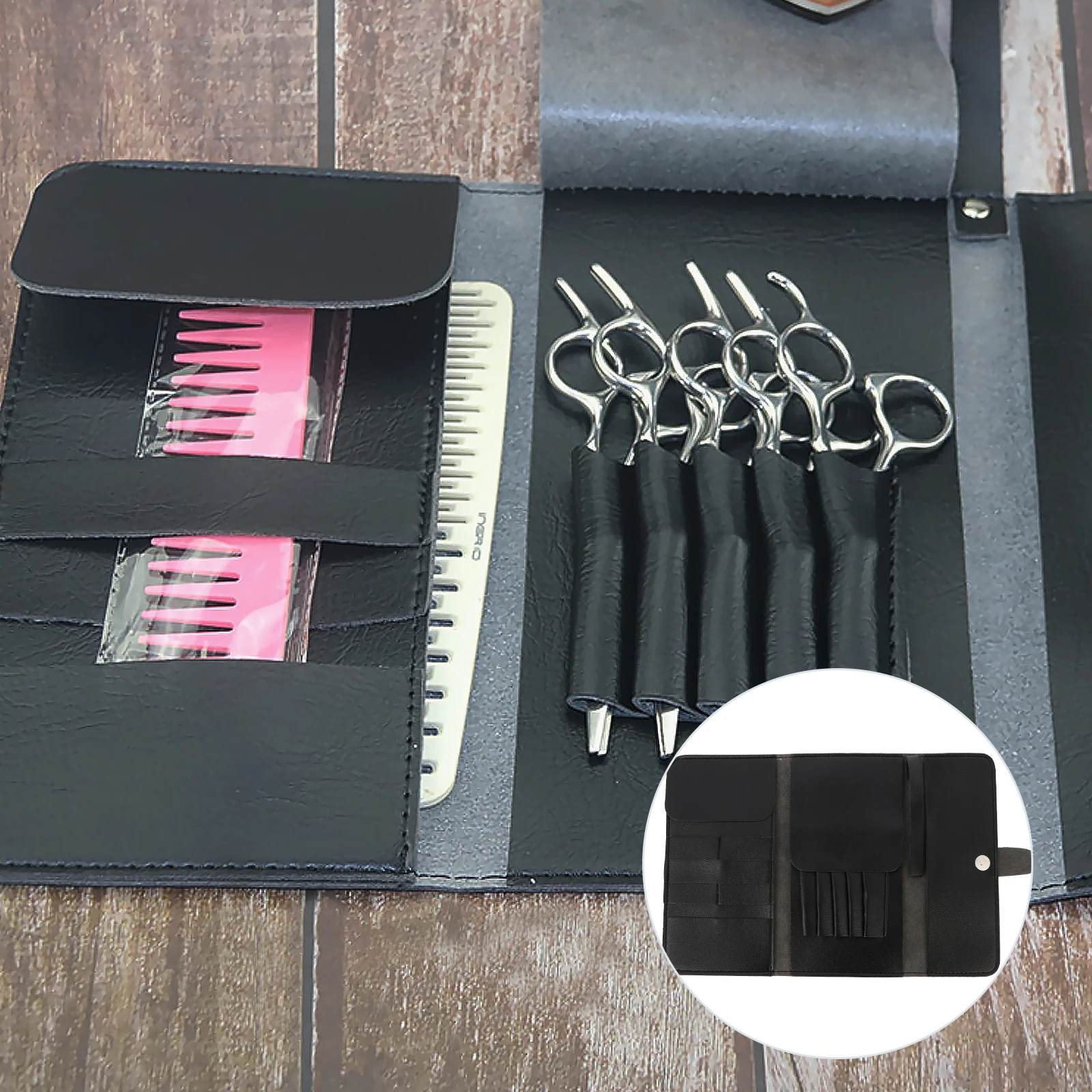 

Stylish Hair Scissor Bag For Barber Styling Tools Storage Pouch With 5 Scissors Combs Clips Salon Durable Lightweight