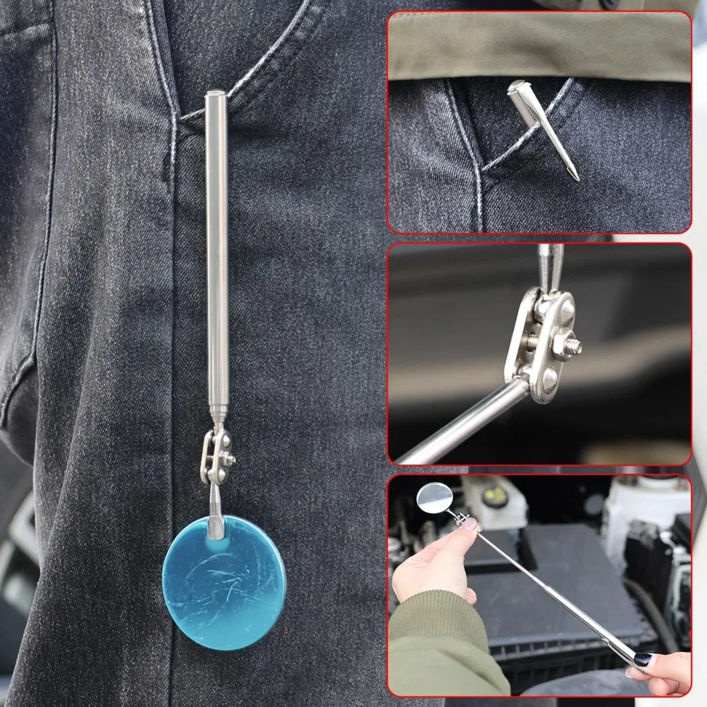 Universal Telescoping Inspection Mirror Tool 360 Swivel Round Glass for Car Auto Repair Welding Household Pipeline Gap Checking view 5