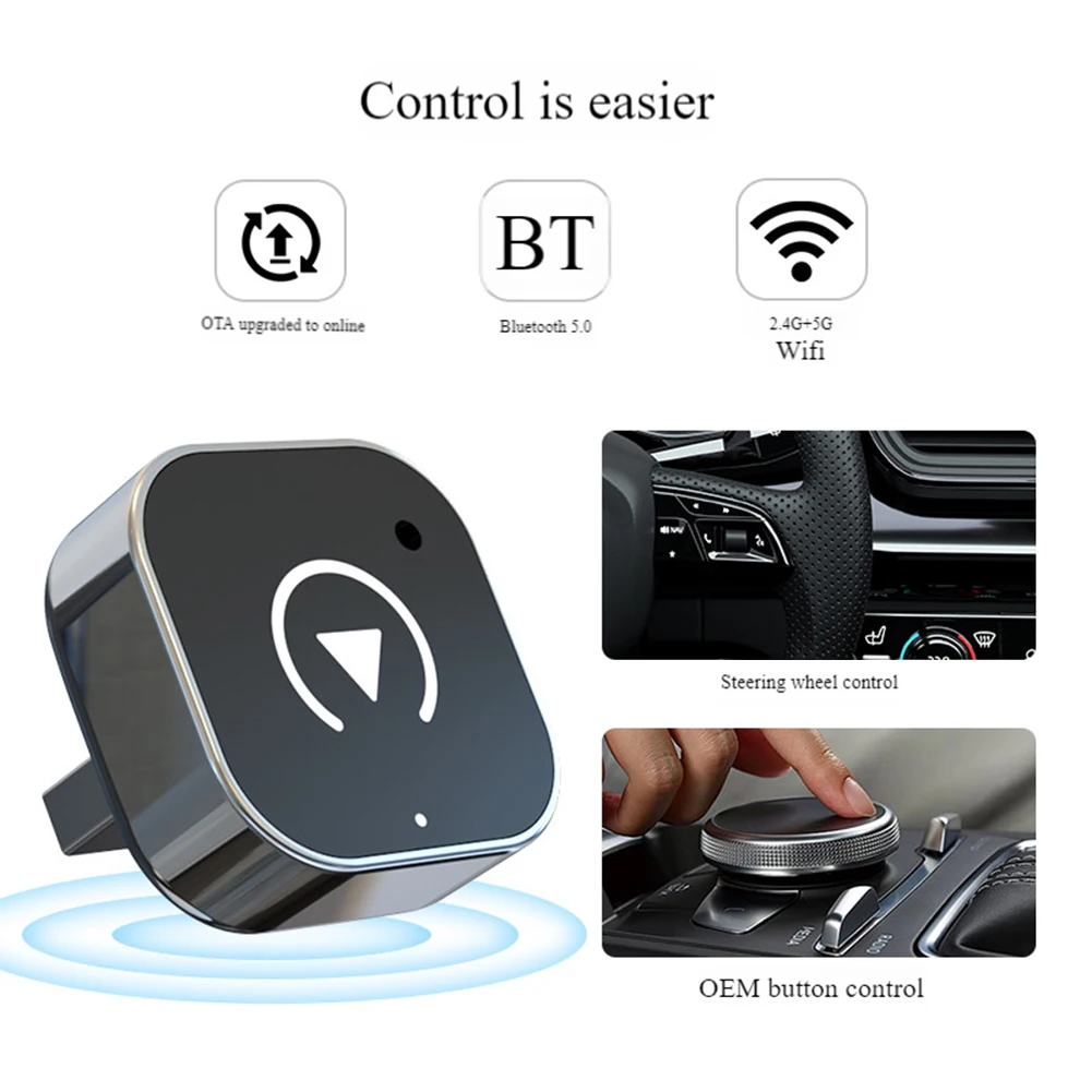 2 in 1 Wireless Adapter For iPhone Android CarPlay Android Auto USB Dongle Smart Mini Box Plug& Play Wired To Wireless Converter